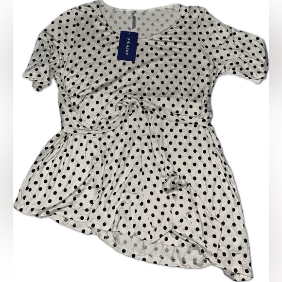 NWT Piphany Polka Dot Asymmetrical Blouse - Picture 1 of 4